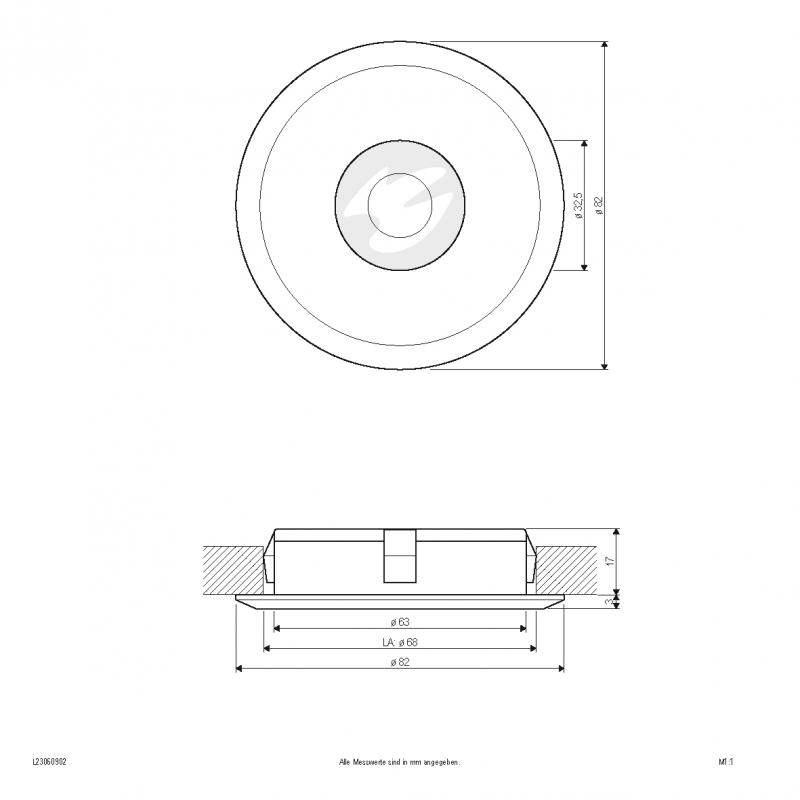 EVN L23060902 LED Deckeneinbauleuchte Schwarz Ø82 mm Einbaudurchmesser 68 mm