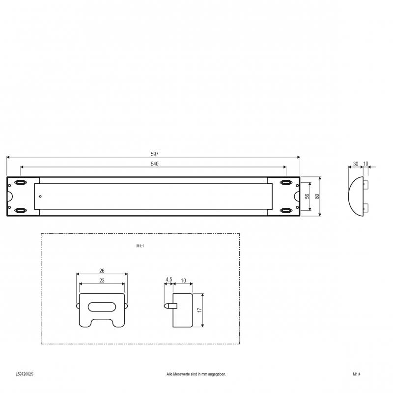 60cm EVN LED Anbauleuchte silber 597mm IP20 3000K 20W 1805lm - warmweiße Beleuchtung