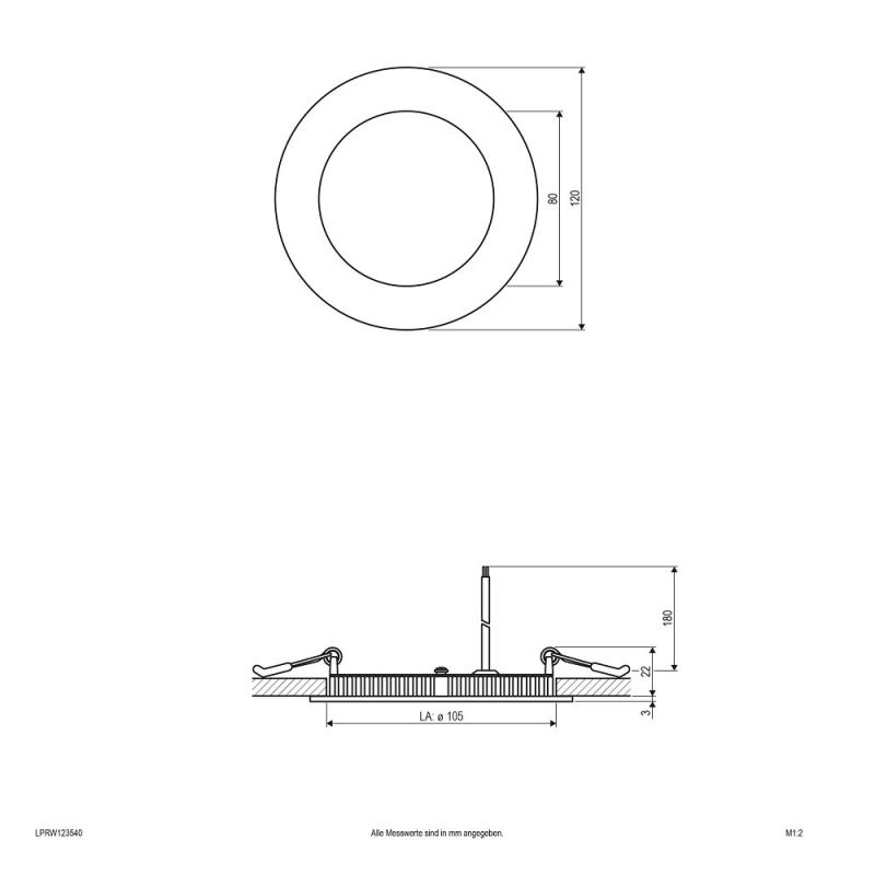 EVN LED Einbaupanel mit universalweißem Licht rund weiß IP20 9W 4000K 630lm EinbauØ105