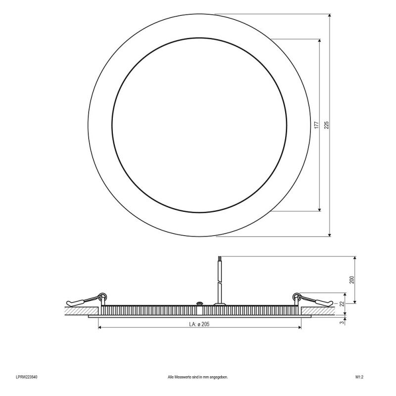 Flaches EVN LED Einbaupanel rund weiß IP20 21W 4000K 1700lm