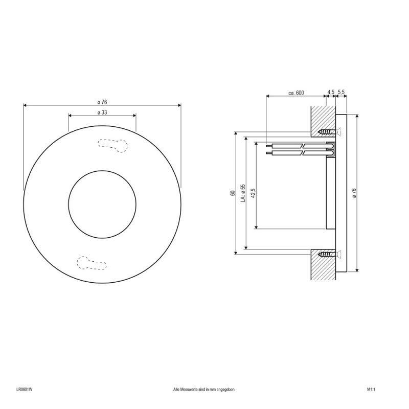 EVN LED Wandeinbauleuchte weiß IP44 12V/DC 0.6W 6000K mit kaltweißem Licht feuchtraumgeeignet EinbauØ55