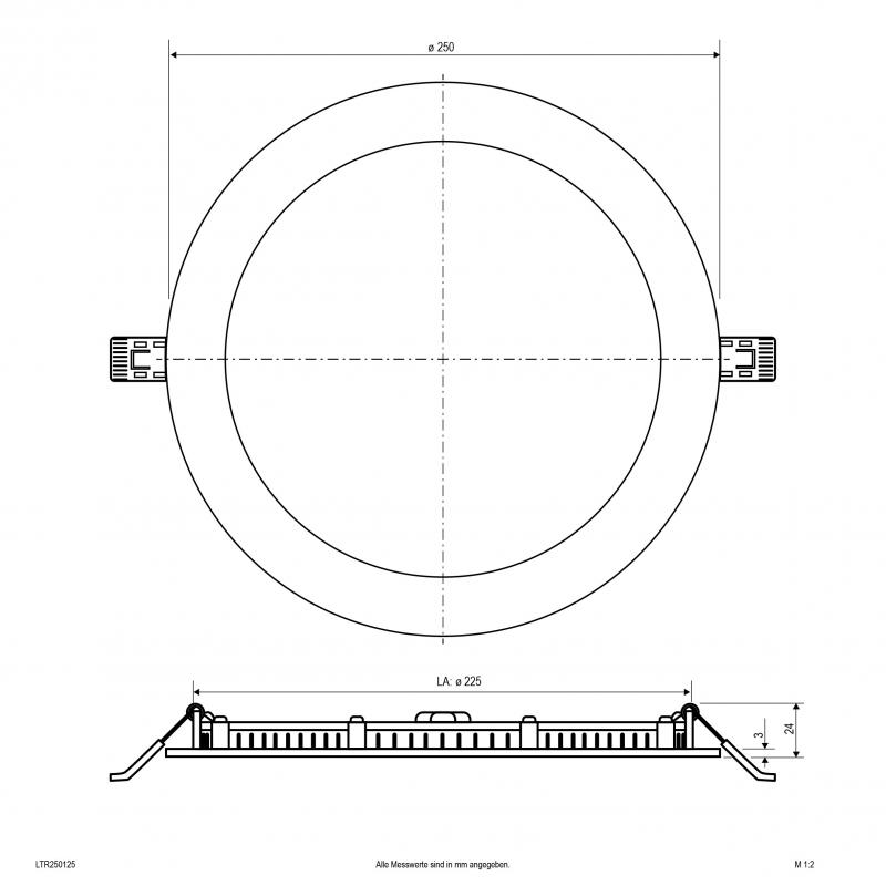 EVN LTR250125 LED Einbaupanel rund 20W CCT 3000K/4000K weiß Ø250mm Einbaudurchmesser 225mm