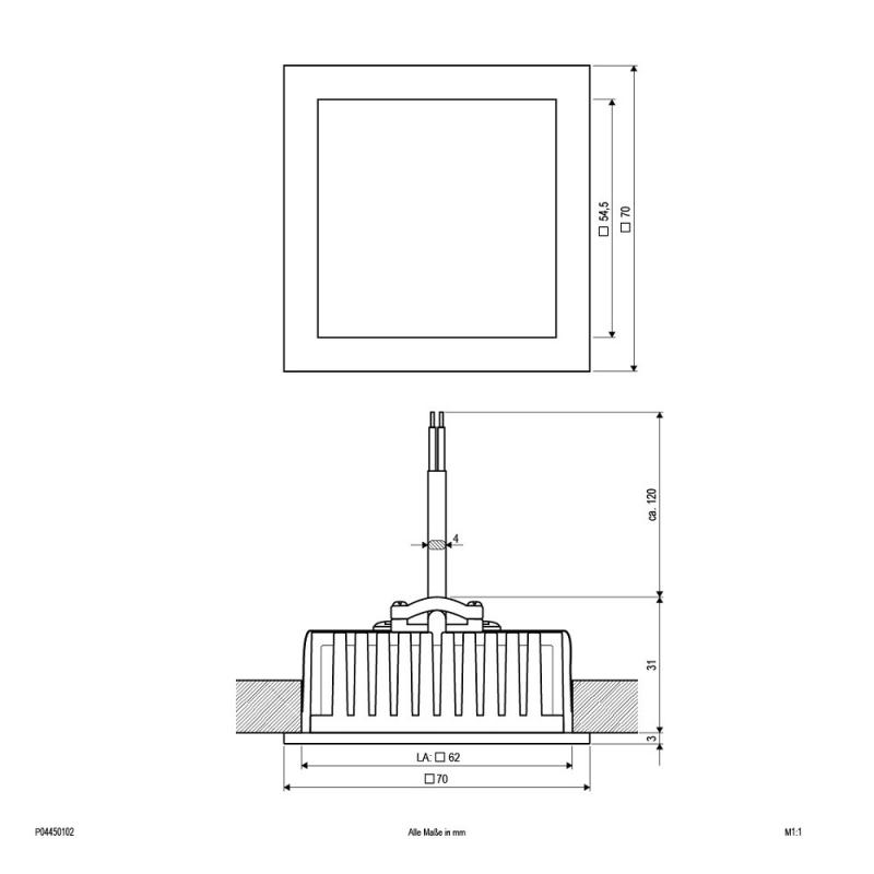 EVN Minimalistische Quadratische LED-Deckenleuchte in Weiß IP20 4.5W 3000K warmweißes Licht