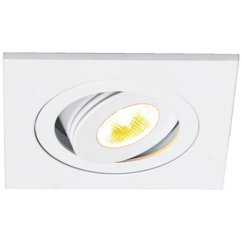 EVN P-LED Decken-Einbaustrahler mit warmweißem Licht quad. schwenkbar weiß IP20 3W 3000K EinbauØ48