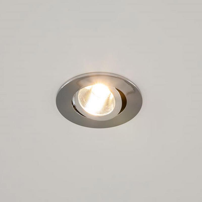 EVN P-LED Decken-Einbauleuchte mit warmweißem Licht rund schwenkbar dimmbar chrom IP20 6W 3000K 620lm 90Ra EinbauØ68