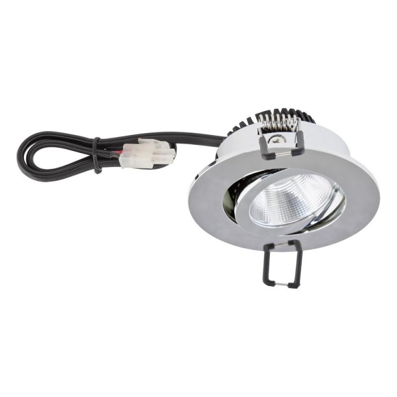 EVN P-LED Decken-Einbauleuchte mit warmweißem Licht rund schwenkbar dimmbar chrom IP20 6W 3000K 620lm 90Ra EinbauØ68
