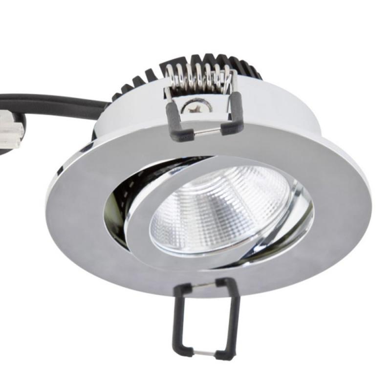 EVN P-LED Decken-Einbauleuchte mit warmweißem Licht dimmbar rund schwenkbar chrom IP20 6W 2700K 575lm 90Ra EinbauØ68