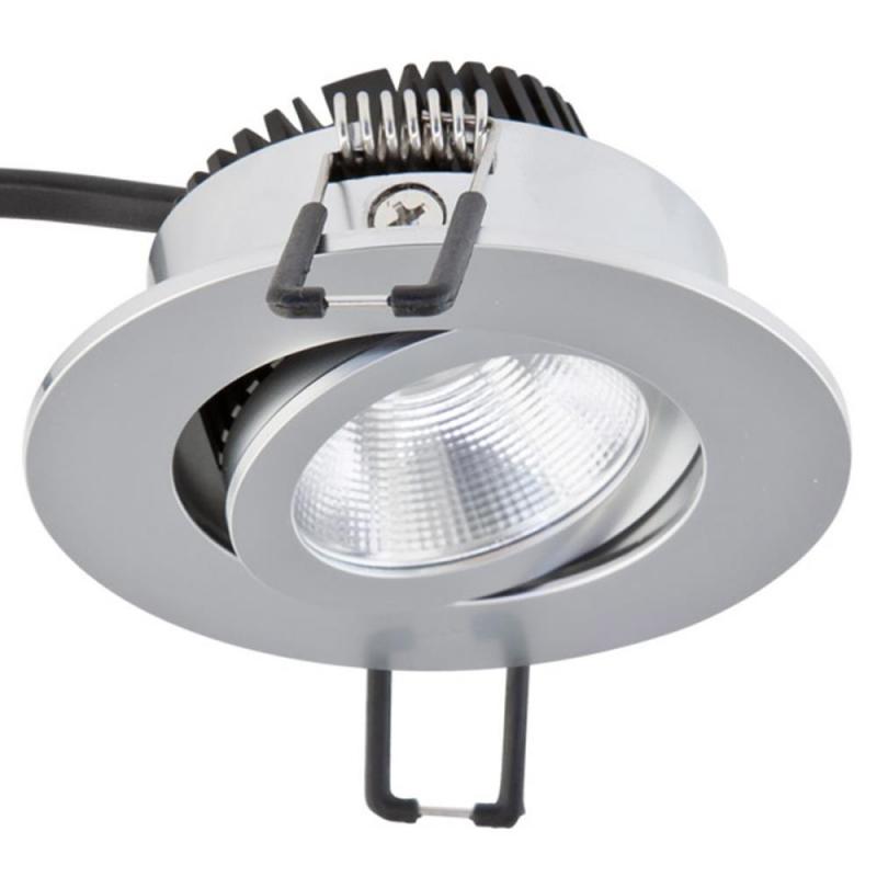 EVN LED Decken-Einbaustrahler mit universalweißem Licht rund schwenkbar chrom matt IP20 8.4W 4000K 1060lm 90Ra EinbauØ68