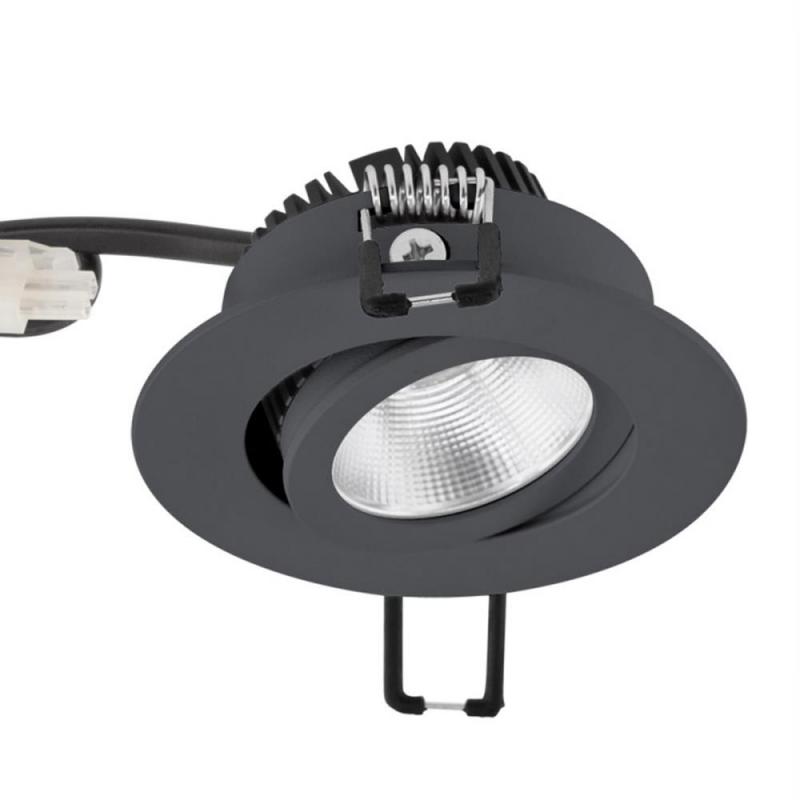 EVN P-LED Decken-Einbauleuchte mit warmweißem Licht rund schwenkbar anthrazit IP20 8.4W 3000K 1010lm 90Ra EinbauØ68