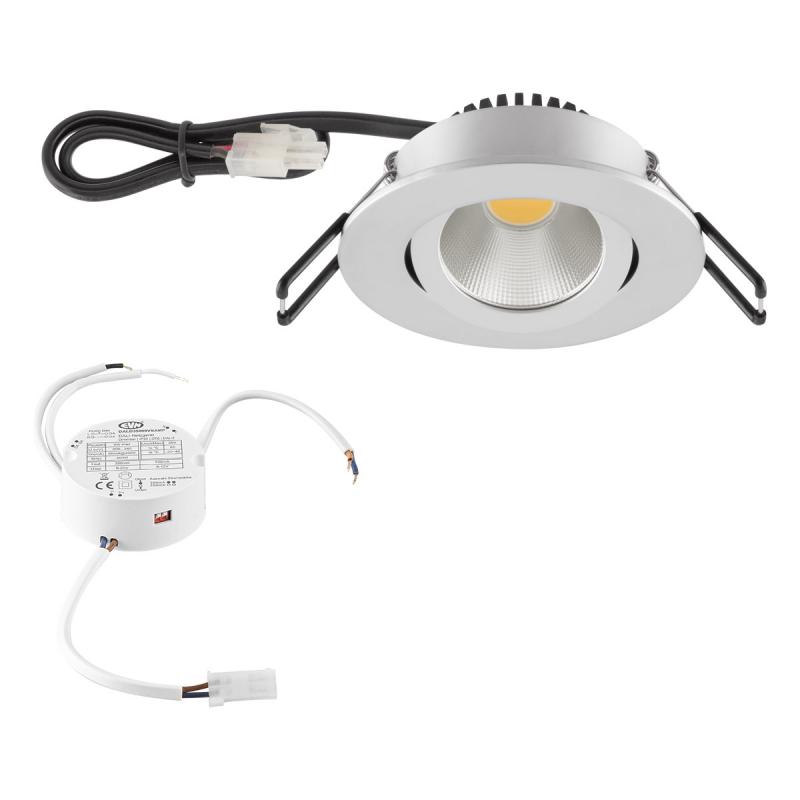 EVN PC20D61502 COB-LED Deckeneinbauleuchte | 6 W | 620 lm | 3000 K Warmweiß | Chrom | DALI-2 | Einbaudurchmesser 68 mm