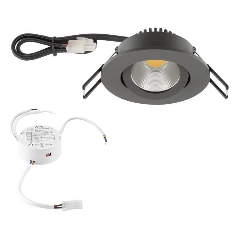 EVN PC20D61602 COB-LED Deckeneinbauleuchte 6 W 620 lm 3000 K Anthrazit DALI-2 schwenkbar | Einbaudurchmesser 68 mm