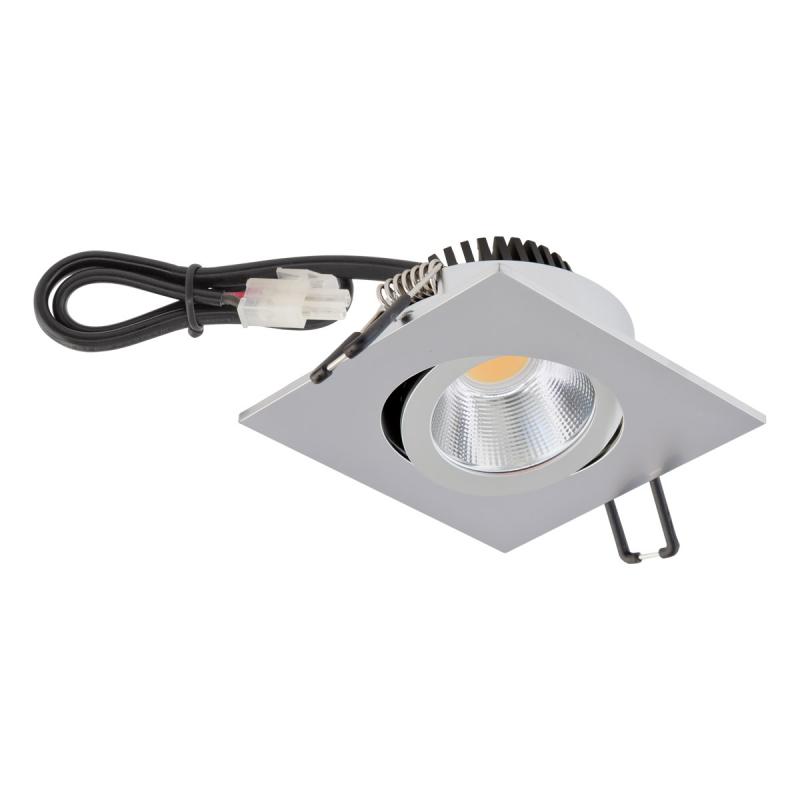 EVN P-LED Decken-Einbaustrahler mit warmweißem Licht quad. schwenkbar chrom matt IP20 6W 3000K 90Ra EinbauØ68