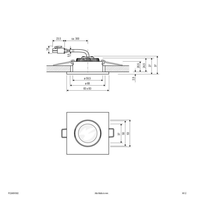 EVN P-LED Decken-Einbaustrahler mit warmweißem Licht quad. schwenkbar chrom matt IP20 8.4W 3000K 90Ra EinbauØ68