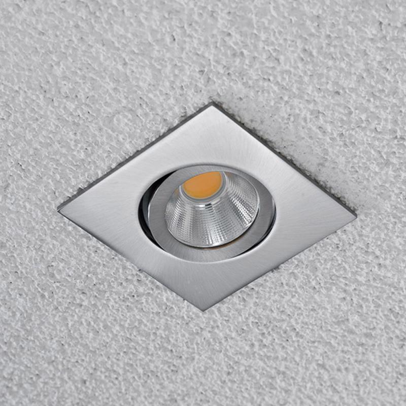 EVN P-LED Decken-Einbaustrahler mit warmweißem Licht dimmbar feuchtraumgeeignet  quad. schwenkbar EDS IP65 8.4W 3000K 90Ra EinbauØ68