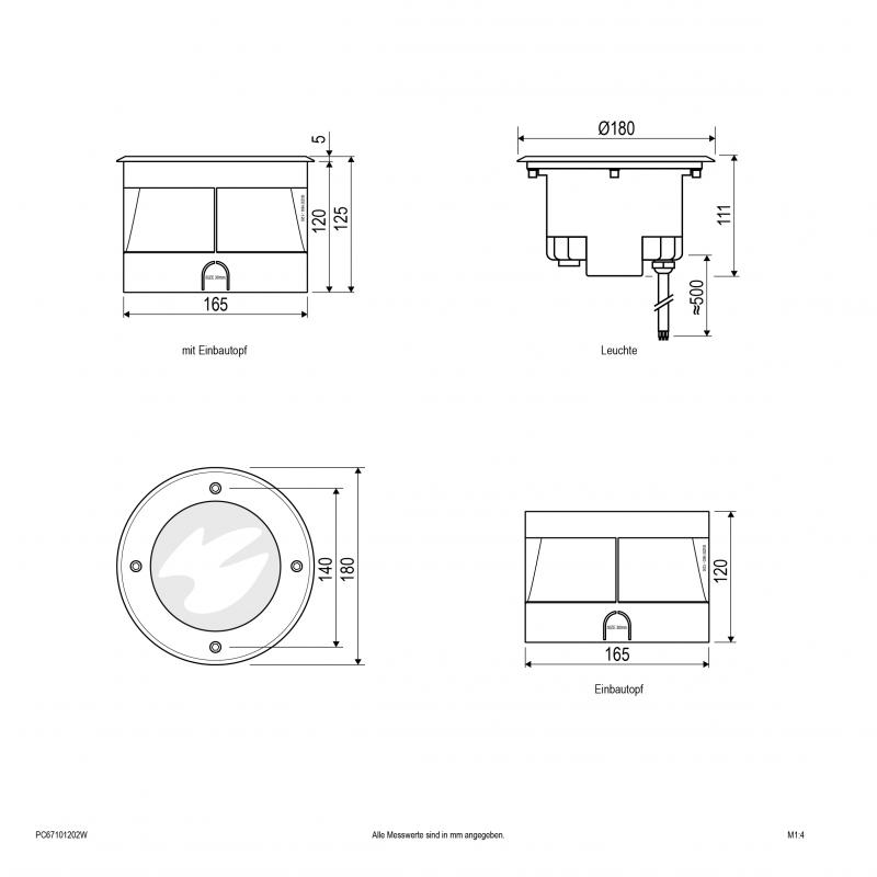 EVN LED Bodeneinbauleuchte, IP67 PC67101202W