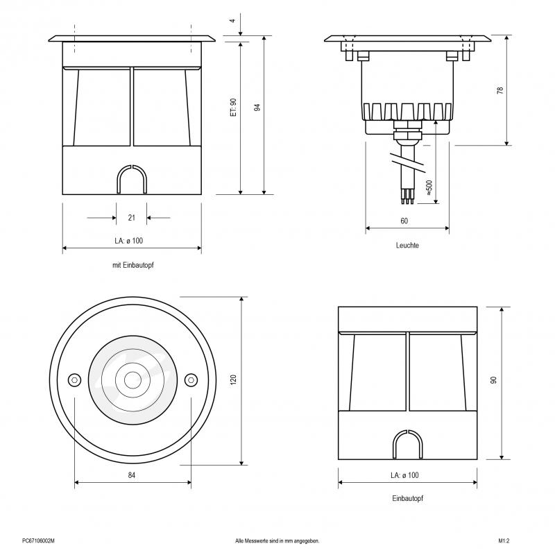 EVN LED Bodeneinbauleuchte, IP67 PC67106002M