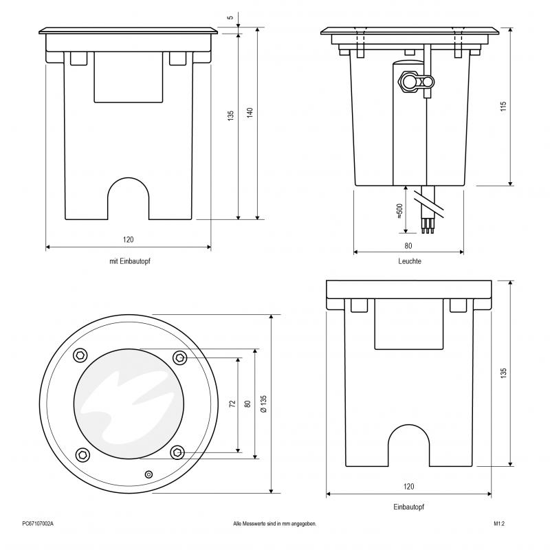 EVN LED Bodeneinbauleuchte, IP67 mit Justierschraube PC67107002A
