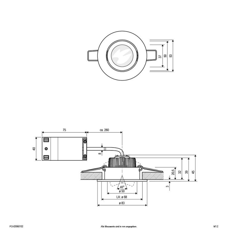 EVN LED Decken-Einbaustrahler mit warmweißem Licht dimmbar  rund schwenkbar EDS IP20 6W 3000K 528lm EinbauØ68