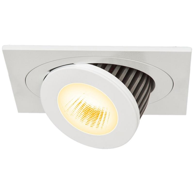 EVN P-LED Decken-Einbaustrahler mit warmweißem Licht quad. schwenkbar weiß IP20 12W 3000K 1000lm EinbauØ115