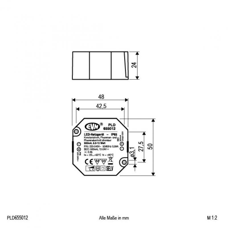 EVN 500mA LED-Netzgerät PLD655012