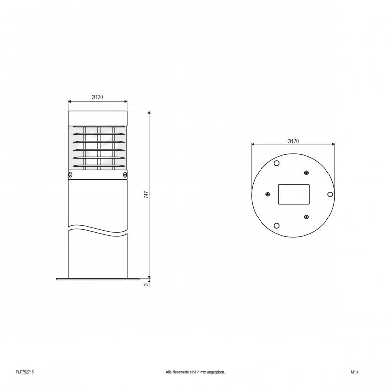 EVN Pollerleuchte Aluminium Druckguss E27 IP54 Anthrazit 750 mm inkl. Bodenanker
