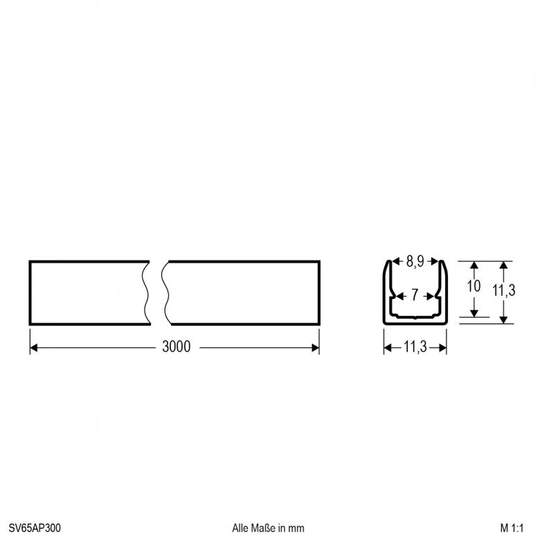 EVN Alu-Profil für LED-Neon-Flex Sideview Mini SV65AP300