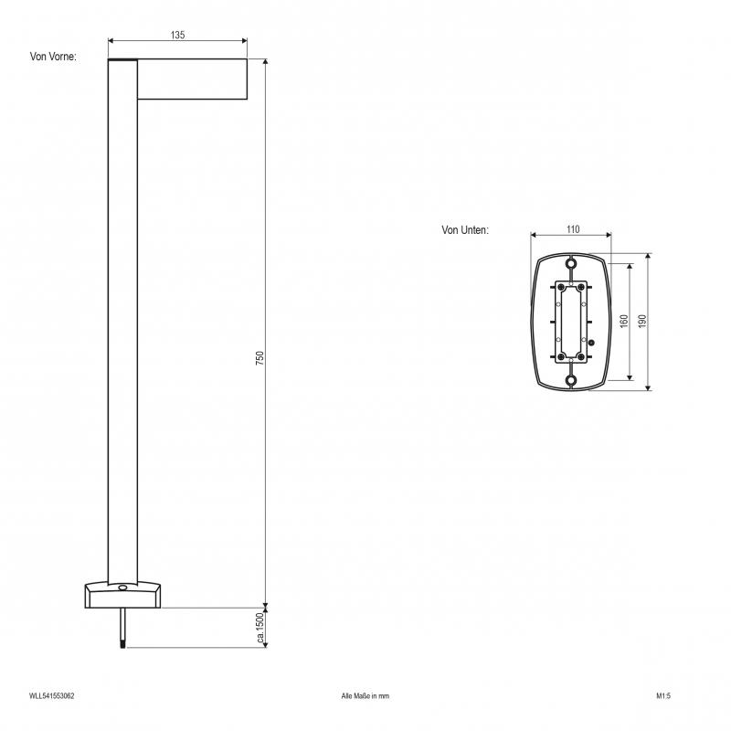 EVN WLL541553062 LED Wegeleuchte 6W 3000K 450lm IP54 Anthrazit Aluminium GX53