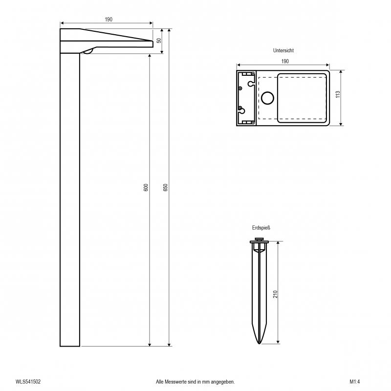 EVN WLS541502 SOLAR LED Wegeleuchte mit Dämmerungs- und Bewegungssensor, 1 W, 3000 K, 96 lm, IP54, 650 mm, Anthrazit
