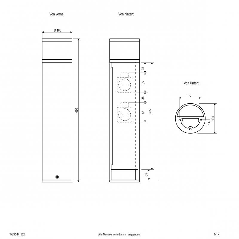 EVN WLSD441502 LED Wegeleuchte mit 2 Steckdosen, 3 W, 3000 K, 190 lm, IP44, Anthrazit, 480 mm