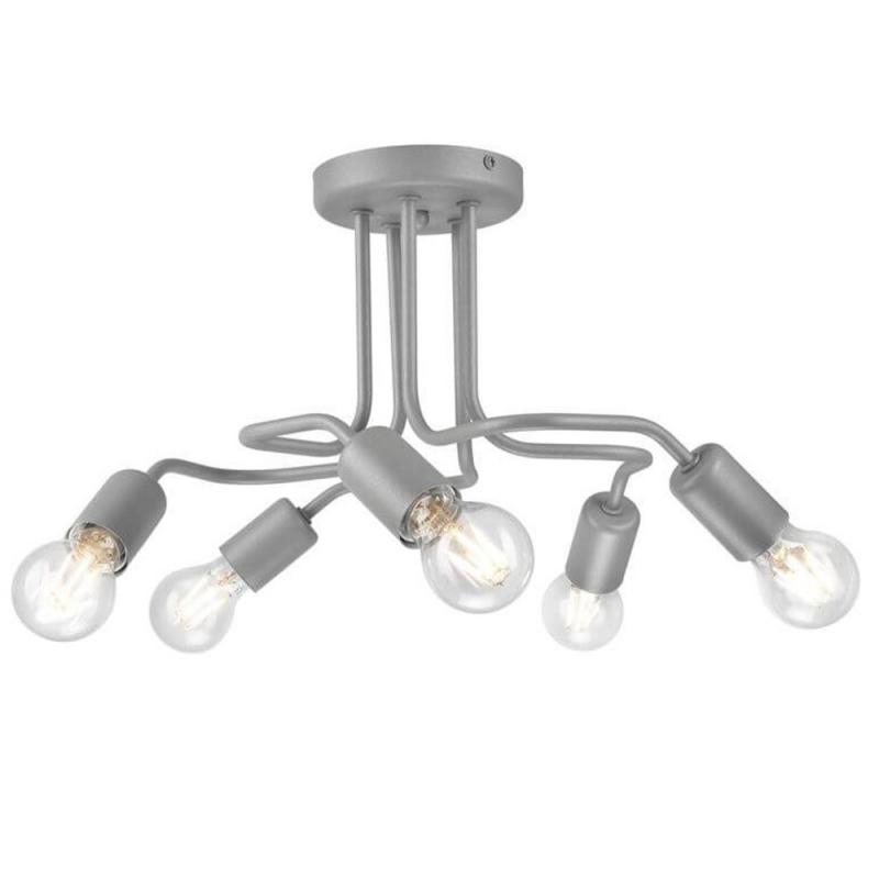 Bioledex Junges Wohnen Made in EU  Deckenleuchte im Pirouette-Design 5x E27 silber Metall
