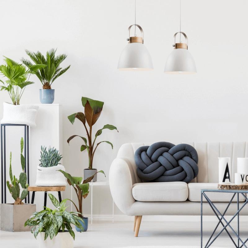 Bioledex Junges Wohnen Pendelleuchte Esszimmerlampe 2x E27 weiß Metall, Holz