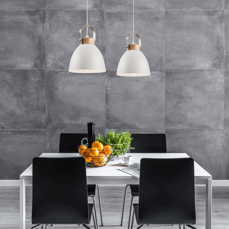 Bioledex Junges Wohnen Pendelleuchte Esszimmerlampe 2x E27 weiß Metall, Holz