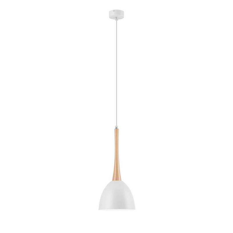 Bioledex Pendelleuchte im skandinavischen Design 18,5cm weiß Metall, Holz