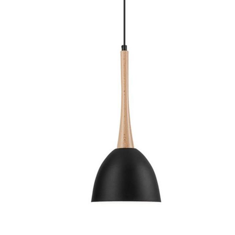 Bioledex Pendelleuchte im skandinavischen Design 18,5cm schwarz Metall, Holz