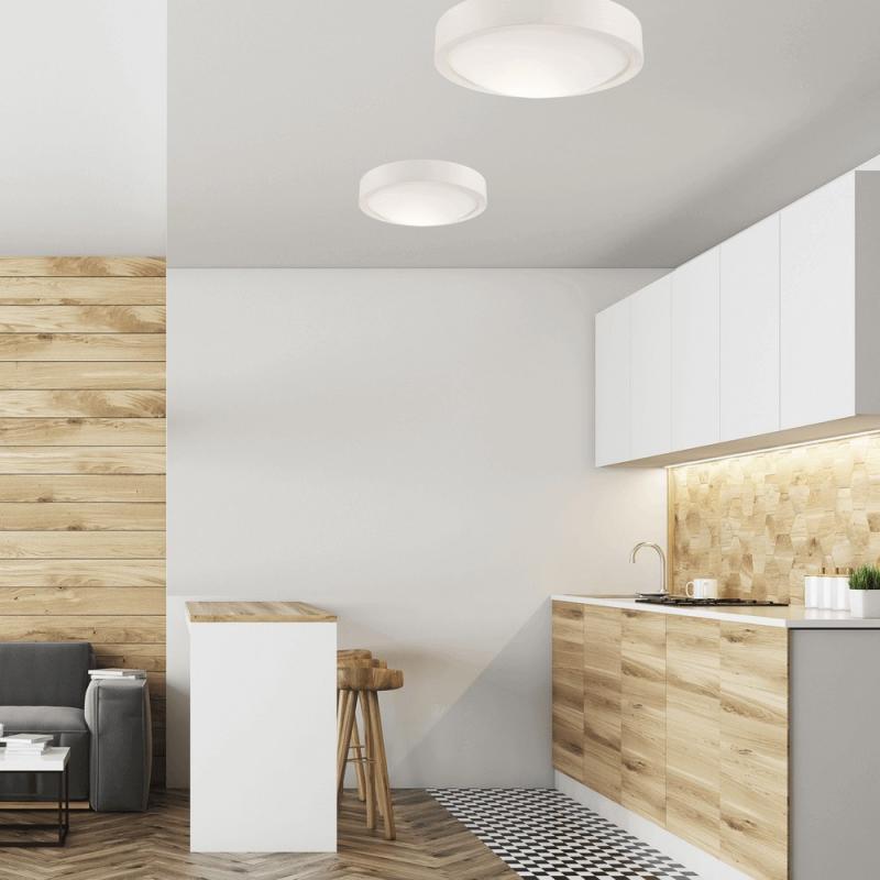 Bioledex Junges Wohnen Deckenleuchte 27cm in weiß aus Holz und Glas - gewölbter Diffusor