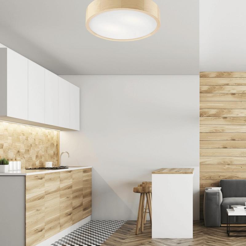 Bioledex Junges Wohnen Deckenleuchte 37cm in Kiefer aus Holz und Glas