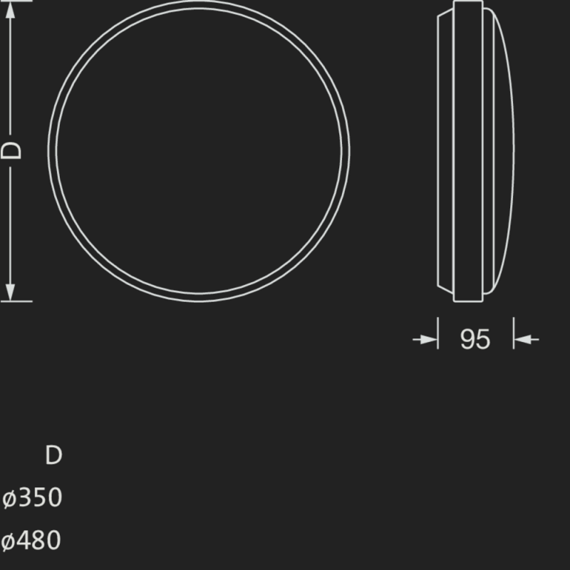 Siteco Round 31 Wandleuchte Lichtfarbe 840, DALI 2, HF-Sensor, Ø480 4400lm 35,5W