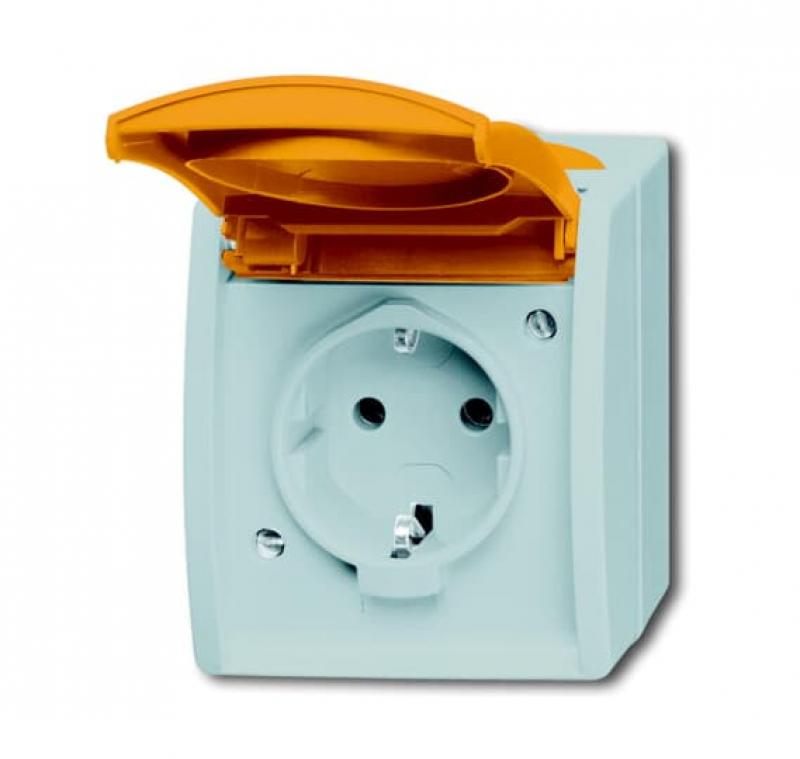 Busch-Jaeger 20 EWN-14-53 SCHUKO® Steckdose mit orangenem Klappdeckel
