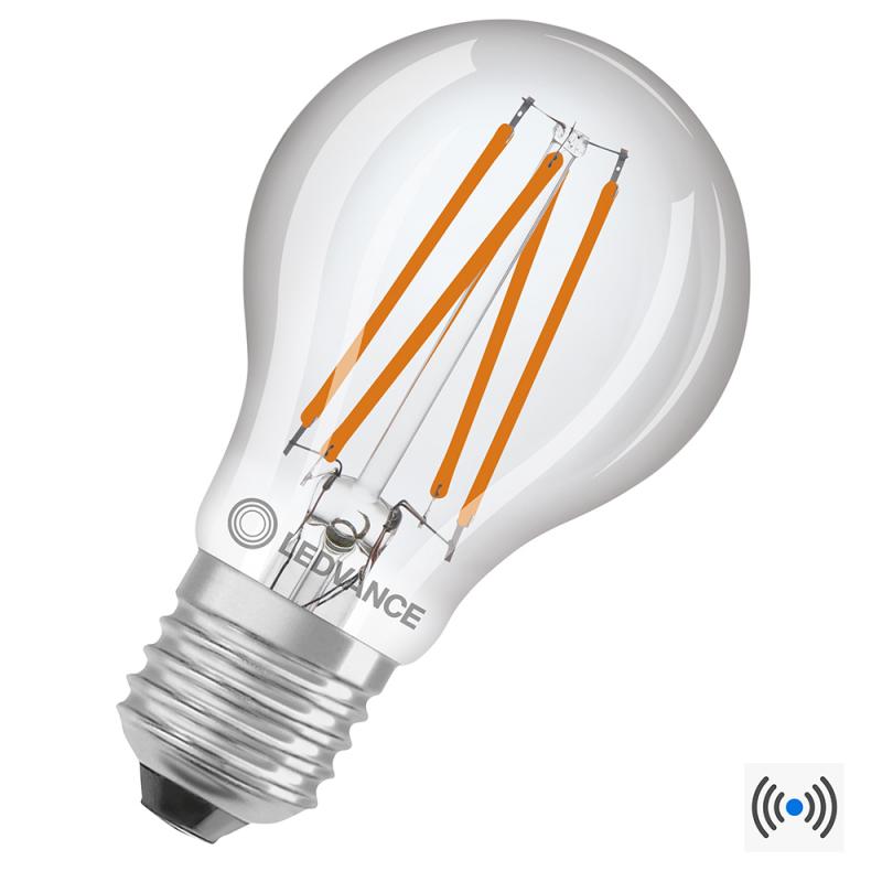 LEDVANCE LED Classic A 40 Filament Tageslichtsensor E27 4,9W wie 40W 470 lm 2700K Warmweiß Klar
