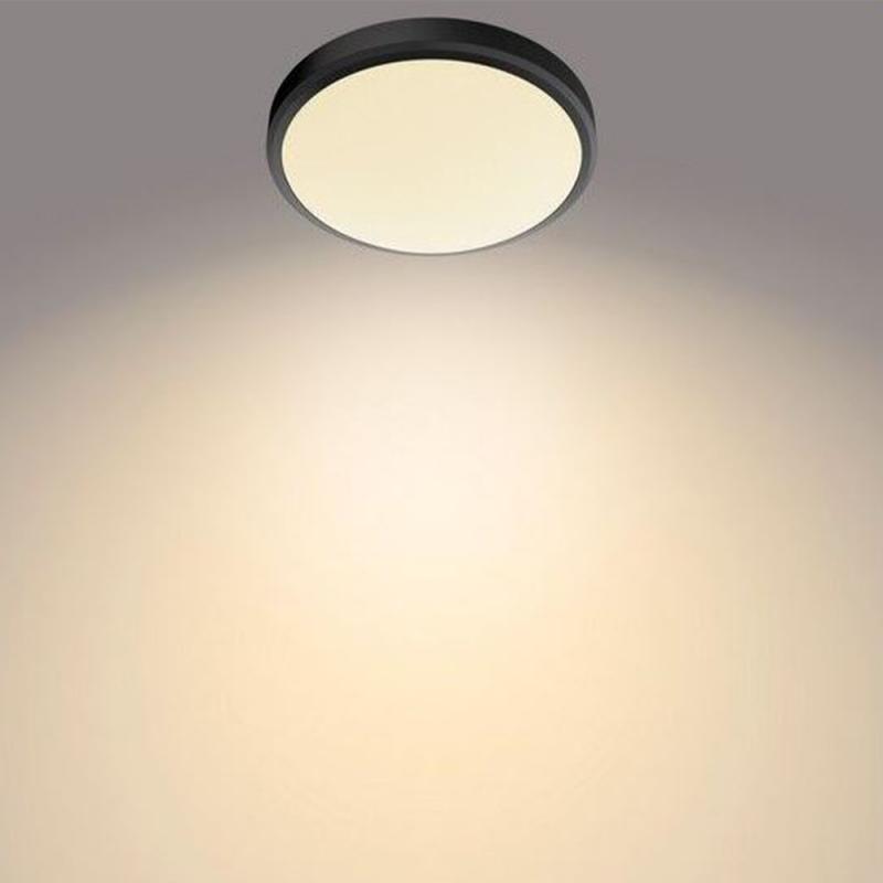 Philips LED Deckenleuchte Doris ø35cm schwarz warmweißes Licht 2700K mit Eye Comfort - auch für das Bad geeignet IP44