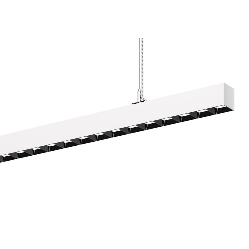 Siteco Silica 21 Hängeleuchte direkt/indirekt symmetrisch eng strahlend, ELDACON® L, Darklight-Reflektor, schwarz, Lichtfarbe 830, UGR ≤ 19, DALI 2, verkehrsweiß