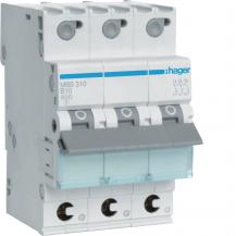 Hager LS-Schalter 3polig 6kA B-10A 3M QC