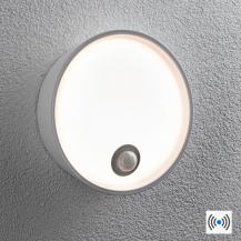 Paulmann 94699 LED Außenwandleuchte Platomo Bewegungsmelder seewasserresistent Spritzwasser geschützt rund 180mm warmweiß 14,5W Weiß Kunststoff