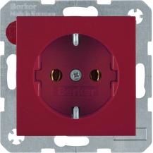 Berker 47438912 SCHUKO Unterputz Steckdose 1-fach Serie S.1/B.3/B.7 rot, glänzen