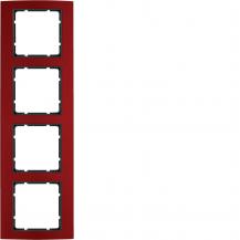 Berker 10143012 Rahmen 4fach B.3 Alu, rot/anthrazit