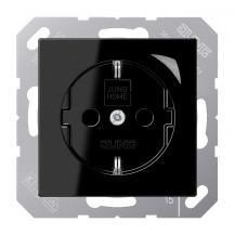JUNG HOME SCHUKO Steckdose Energy 16 A 250 V, Safety Plus, mit Leistungs- und Energiemessung, Bluetooth, schwarz