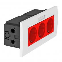 OBO Bettermann 6119435 SDE-RW D0RT3B Steckdoseneinheit AR45 3fach 0° mit Beschriftungsfeld signalrot 16A 250V