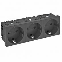 OBO Bettermann 6120050 STD-D0 SWGR3 Steckdose 3fach Schutzkontakt schwarzgrau RAL 7021 16A 250V