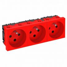 OBO Bettermann 6120316 STD-F0K SRO3 Steckdose 3fach kodiert mit Erdungsstift signalrot RAL 3001 16A 250V