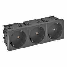 OBO Bettermann 6120511 STD-D3SC SWGR3 Steckdose Connect 45 3fach 33° Schutzkontakt schwarzgrau RAL 7021 16A 250V